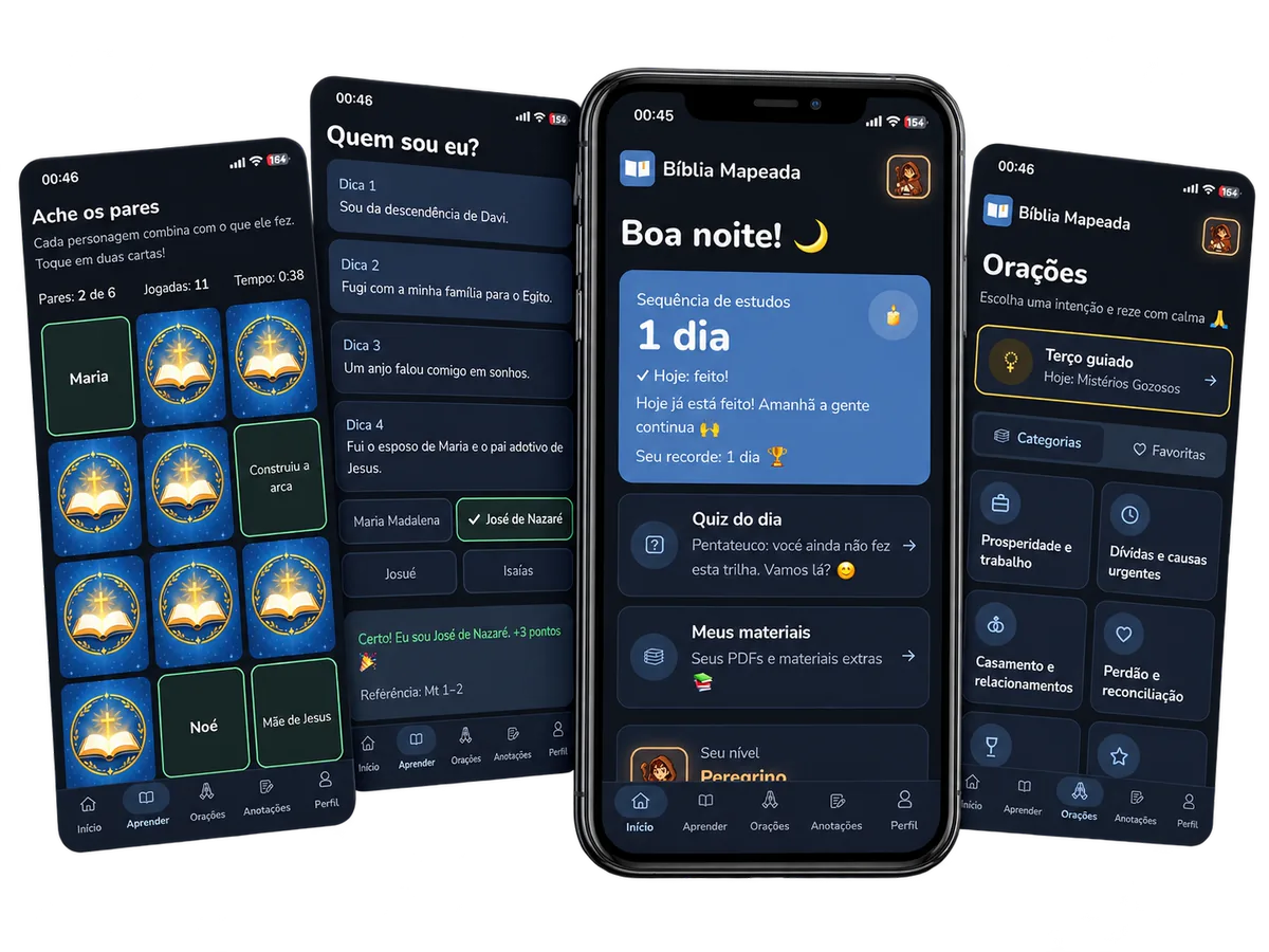 Telas do App da Bíblia Mapeada